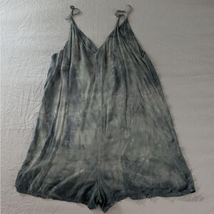 Lacausa Sage Green Tie Dye Romper Women's XL Casual Beachy Boho Made in the USA